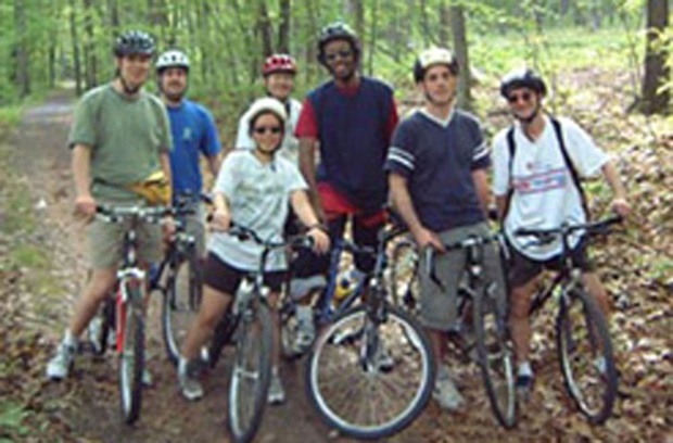 Residents mountain biking