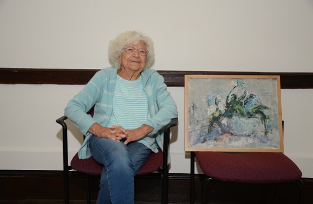 Bernice Paul with painting 