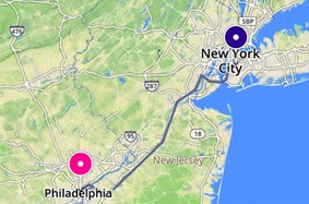 Philadelphia - NYC map