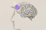 animated brain with a purple stick coming out