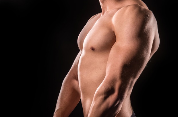 Profile of a man's muscular upper torso