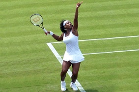 Serena Williams serving in tennis