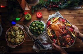 Christmas turkey, Brussels sprouts and potatoes