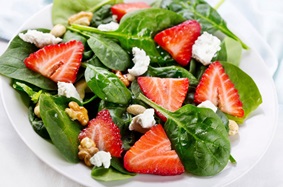 a strawberry, feta and walnut salad