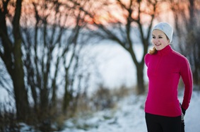 Runner working out during the winter